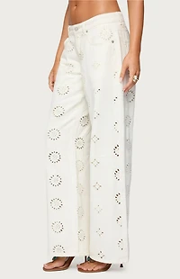 Edikted Eyelet Low Rise Wide Leg Jeans