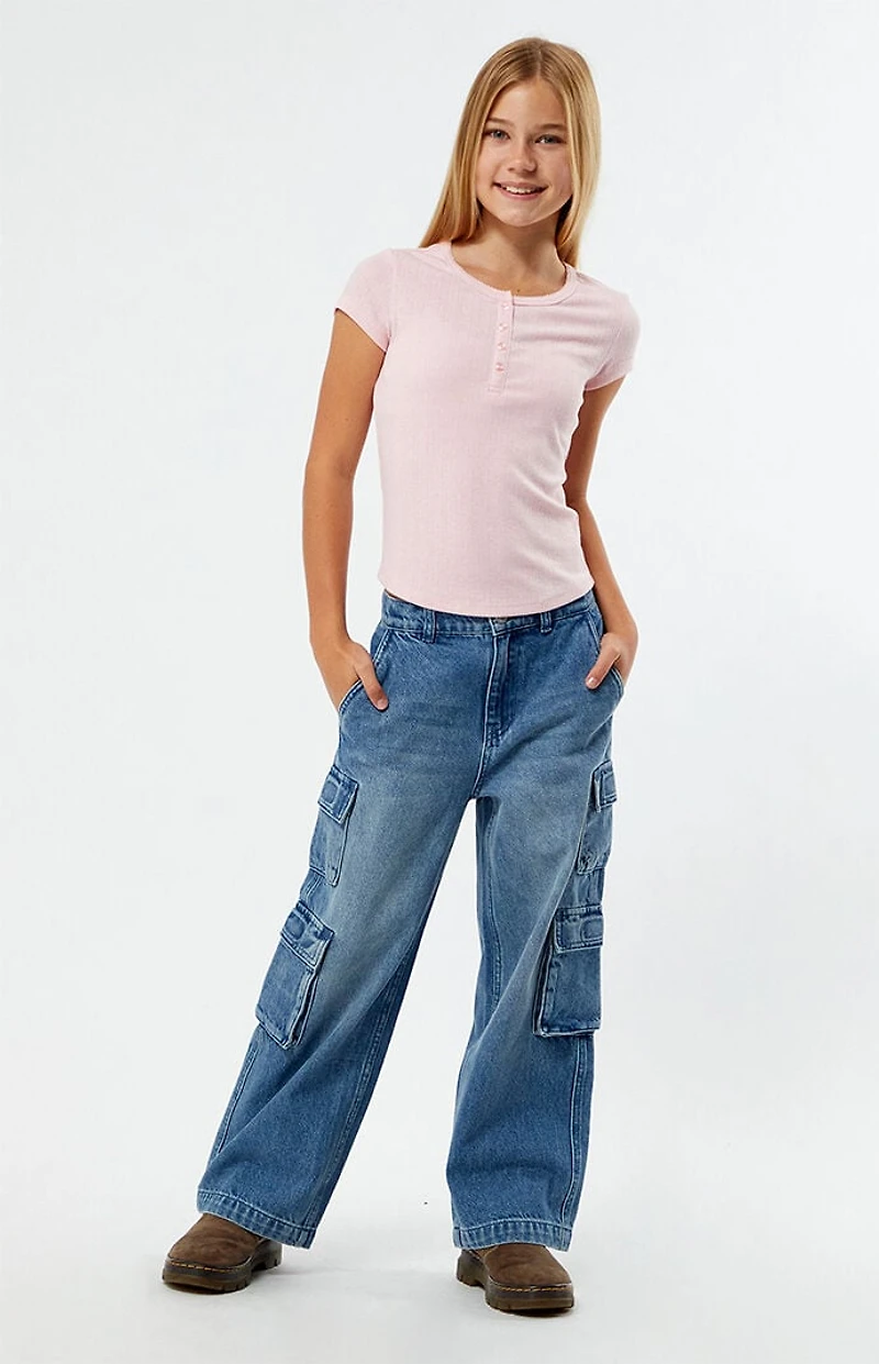 Pacsun Kids Light Pink Henley Skimmer Top