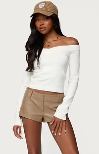 Edikted Leatrice Off Shoulder Knit Top