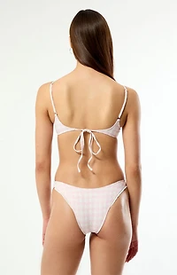 Pacsun Pink & White Plaid Rae High Cut Bikini Bottom