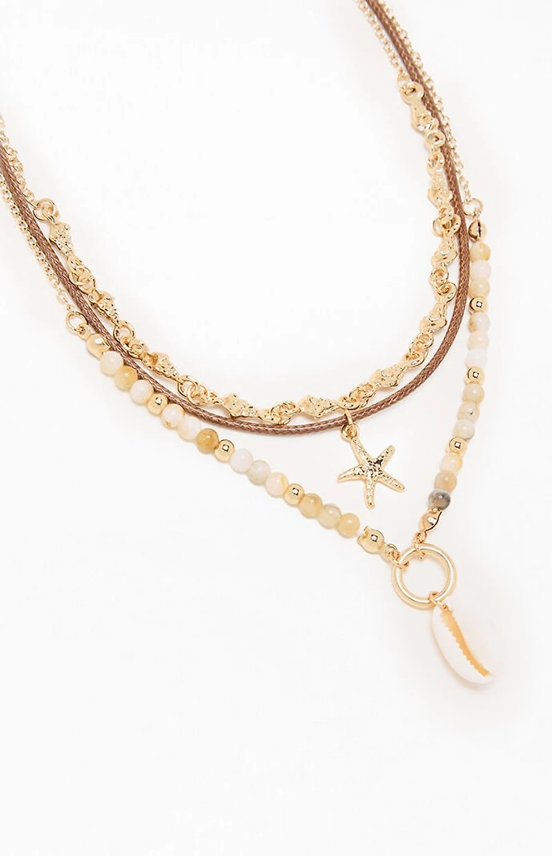 Pacsun Beaded Shell Layered Necklace