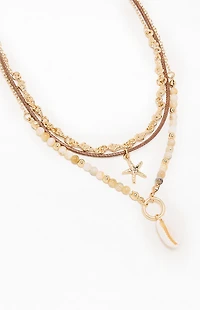 Pacsun Beaded Shell Layered Necklace