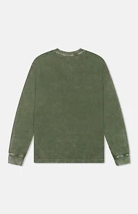 WeSC America Inc Olive Thermal Enzyme Washed Vertical Logo Long Sleeve T-Shirt