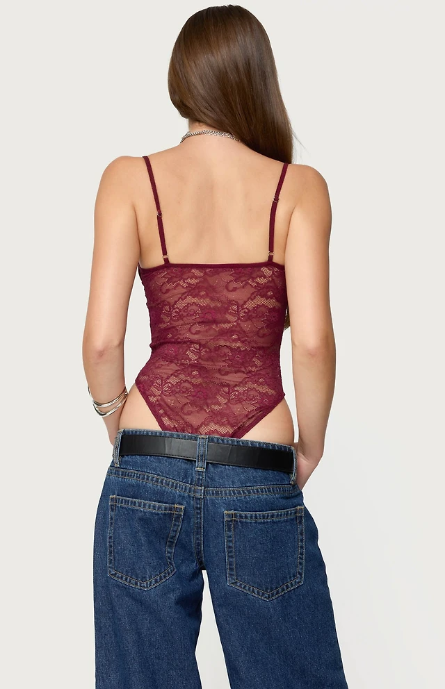 Edikted Strappy Sheer Lace Bodysuit