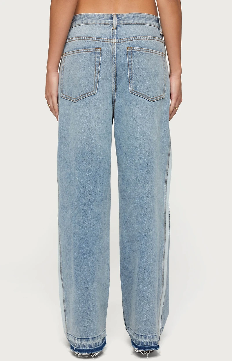 Edikted Cailin Contrast Panel Low Rise Baggy Jeans
