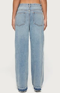 Edikted Cailin Contrast Panel Low Rise Baggy Jeans