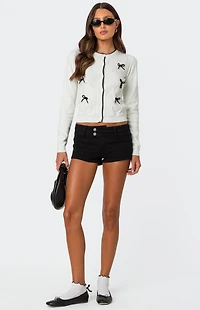 Edikted Contrast Bow Knit Cardigan