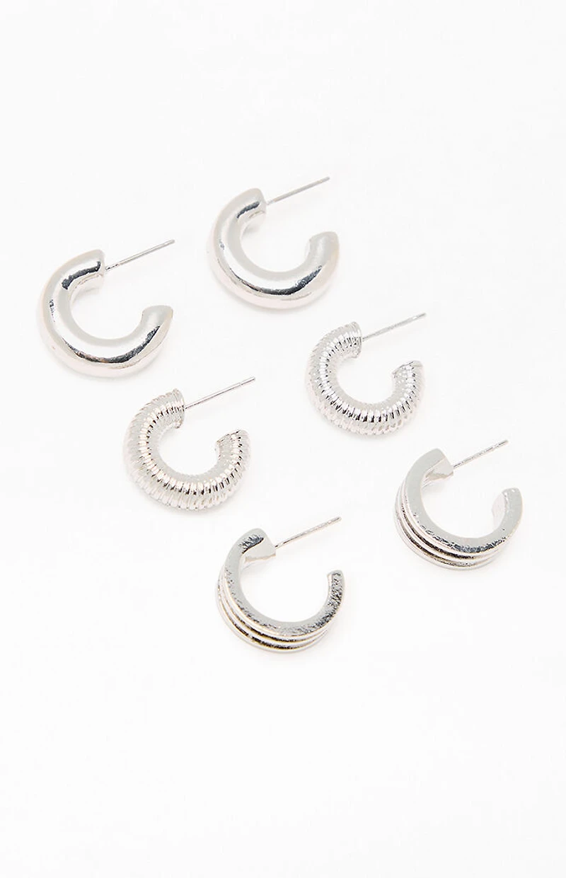 LA Hearts 3 Pack Serafina Hoop Earrings
