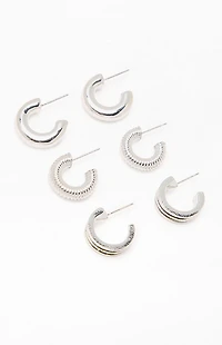 LA Hearts 3 Pack Serafina Hoop Earrings