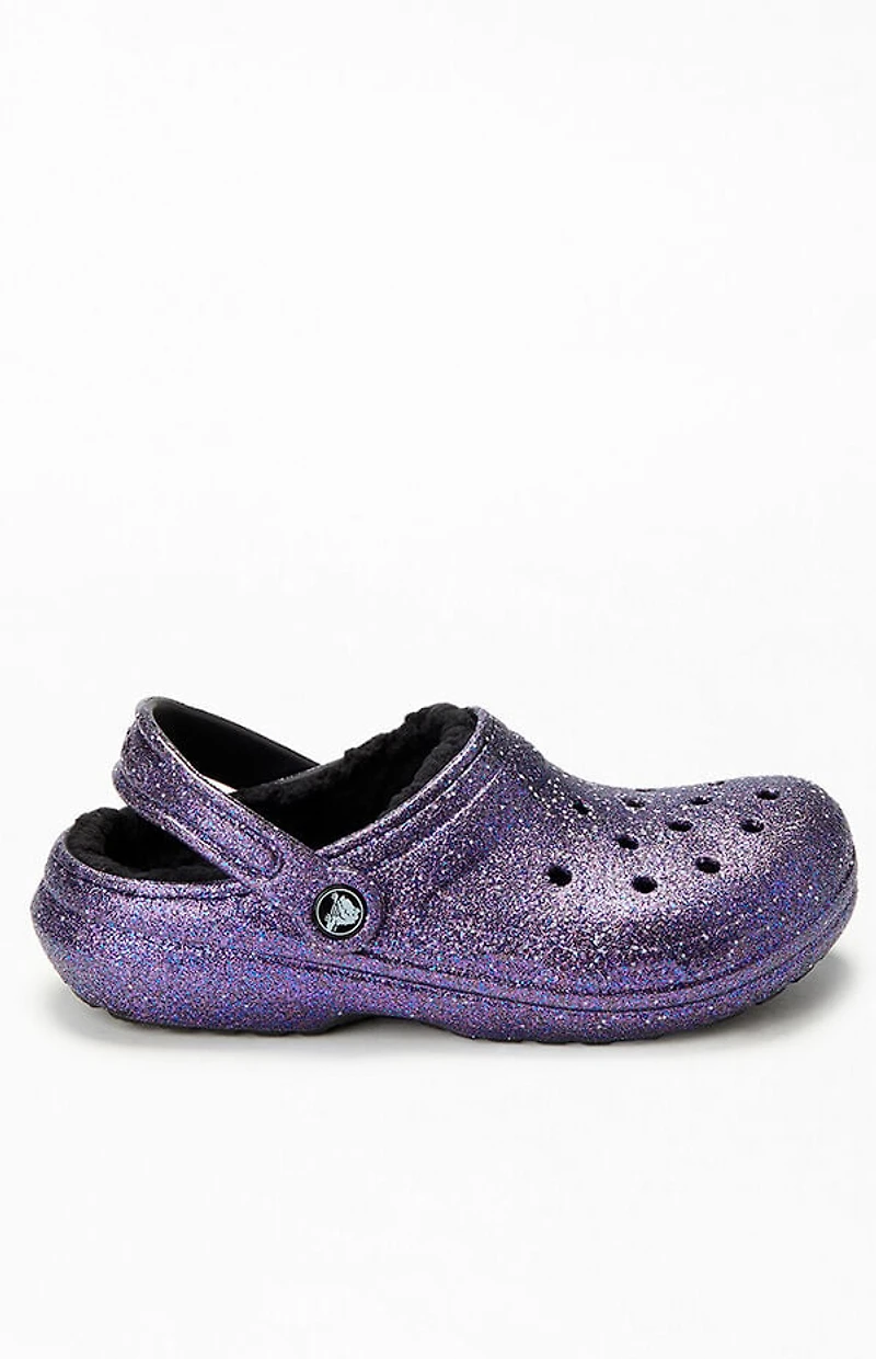 Crocs Kids Classic Lined Space Glitter Glow The Dark Clogs