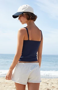 John Galt Blue Skylar Cropped Tank Top