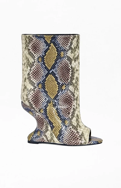 AZALEA WANG Women's Faoi Snake Wedge Booties