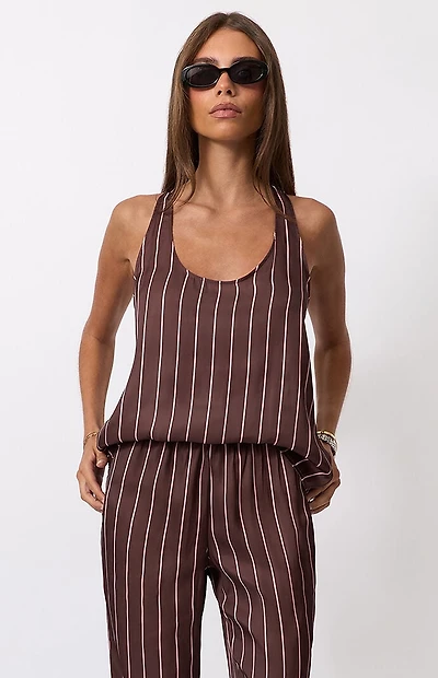 WEWOREWHAT Brown Deep U Tank Top