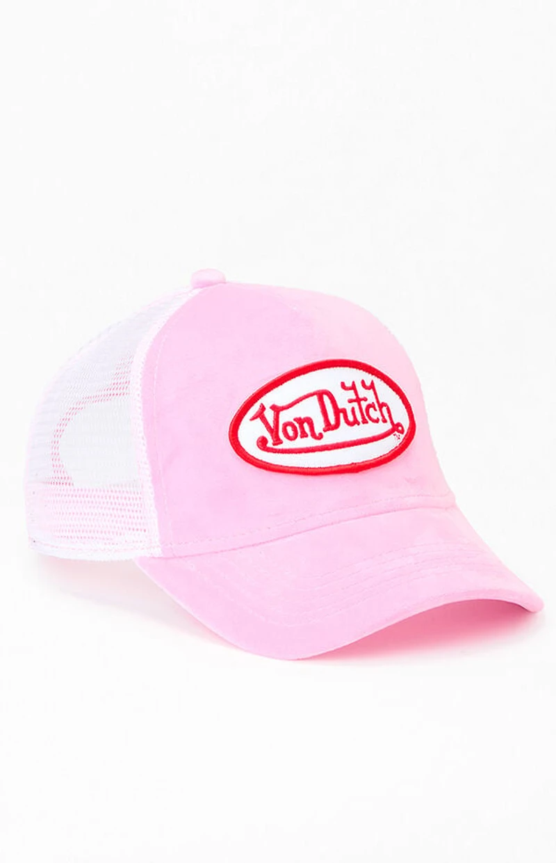 Von Dutch Pink Velvet Trucker Hat