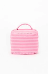 John Galt Pink Striped Makeup Bag