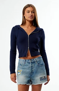 HYPE & VICE UCLA Bruins High Waisted Relaxed Patched Denim Shorts
