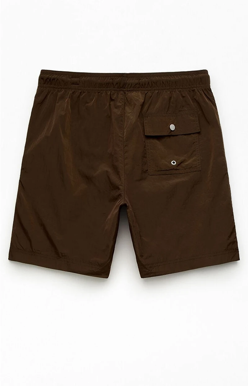 Pacsun Brown Salt Solid 6" Volley Swim Trunks