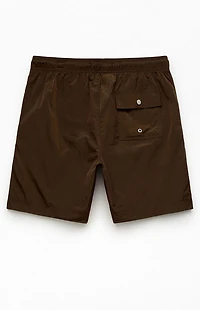 Pacsun Brown Salt Solid 6" Volley Swim Trunks