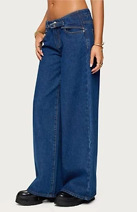 Edikted Edie Belt Detail Low Rise Jeans