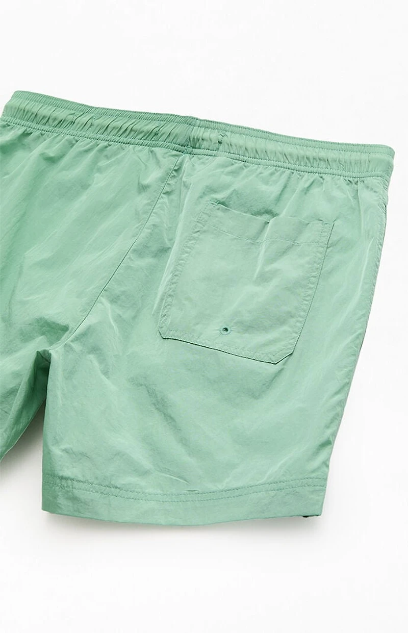 Pacsun Green Crinkle 4.5" Swim Trunks