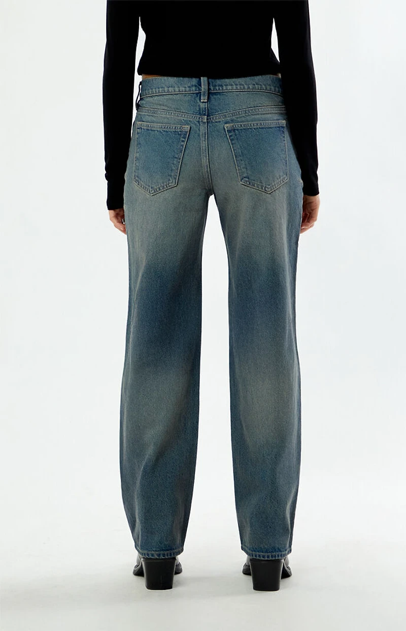 Pacsun Jordyn Low Rise Straight Leg Jeans Dark Blue