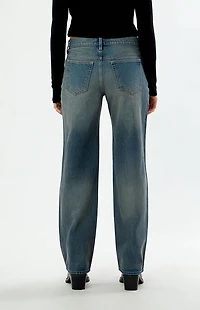 Pacsun Jordyn Low Rise Straight Leg Jeans Dark Blue