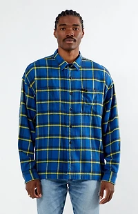 Wrangler x PacSun Blue Long Sleeve Classic Flannel Shirt