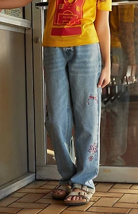 Pacsun Kids Medium Indigo Embroidered '90s Straight Jeans