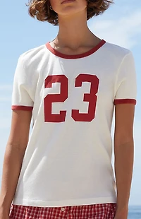 John Galt White Hailie 23 Ringer T-Shirt