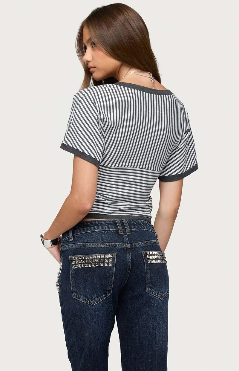 Edikted Primrosa Striped Flutter Top