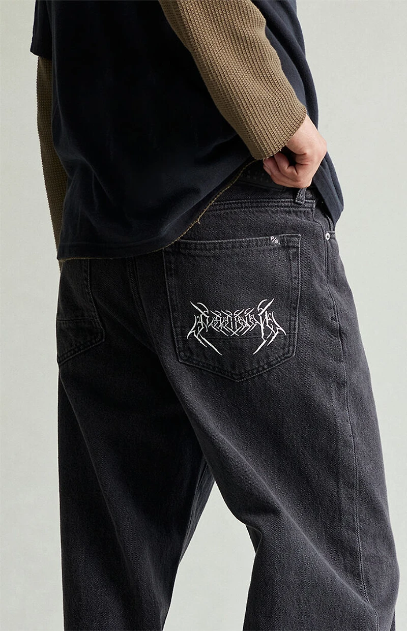 Pacsun Blake Extreme Baggy Jeans Drawstring Graphic Faded Black