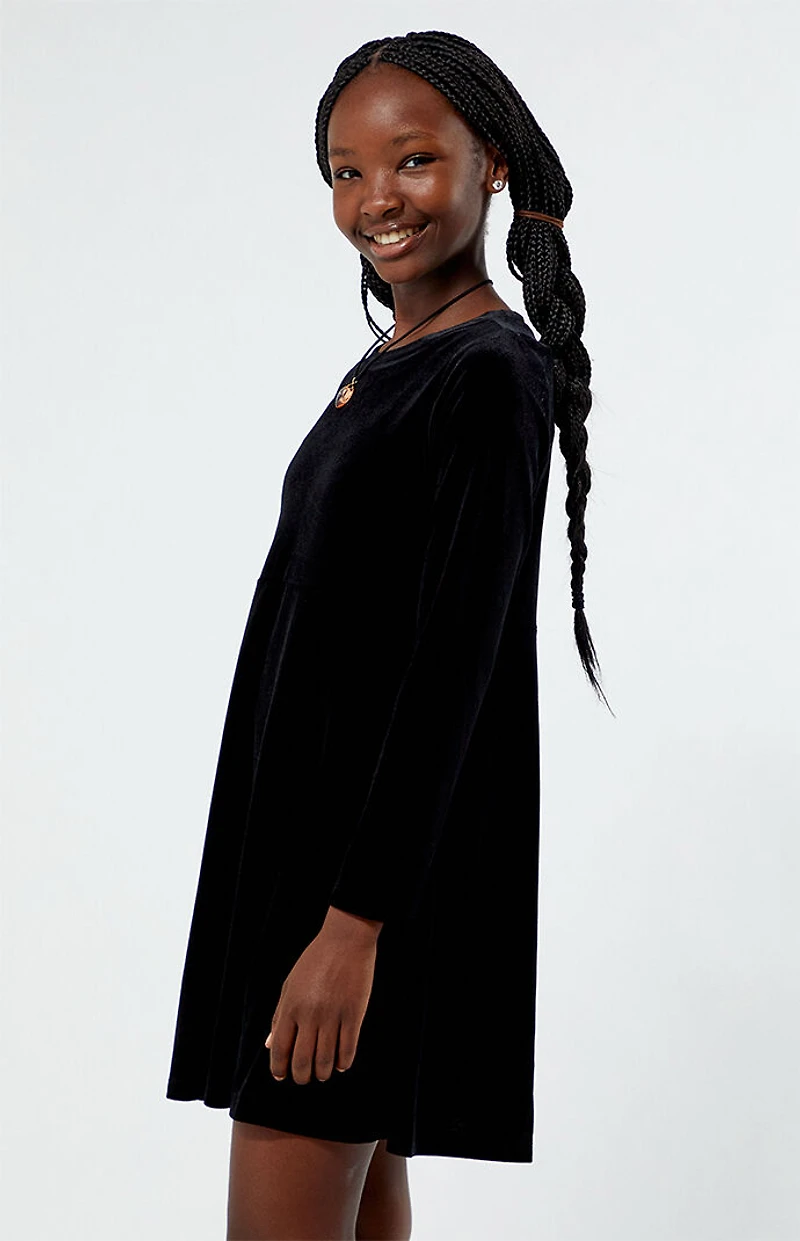 Pacsun Kids Velvet Long Sleeve Mini Dress