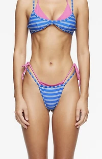 LIONESS Striped Rhode Side Tie High Cut Bikini Bottom