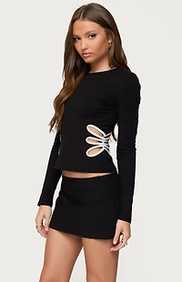 Edikted Contrast Cut Out Long Sleeve Top