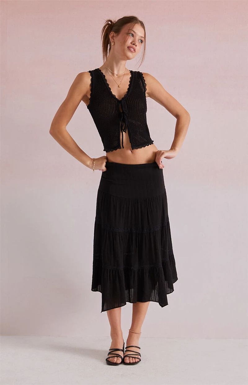 Beverly and Beck Lisette Tie Front Crochet Tank Top