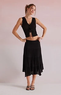 Beverly and Beck Lisette Tie Front Crochet Tank Top