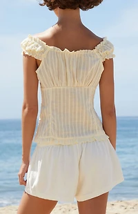 John Galt Yellow Embroiderd Elena Top