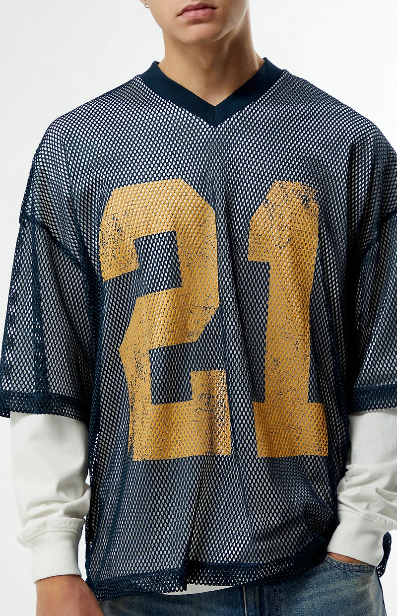 Pacsun 21 Mesh Jersey 2fer Long Sleeve T-Shirt