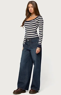 Edikted Heart Pockets Low Rise Baggy Jeans