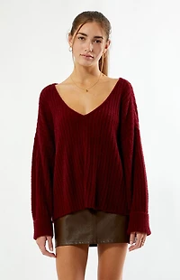 Beverly and Beck Ginger V-Neck Fuzzy Sweater