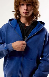 Pacsun Blue Snow Wash Full Zip Hoodie