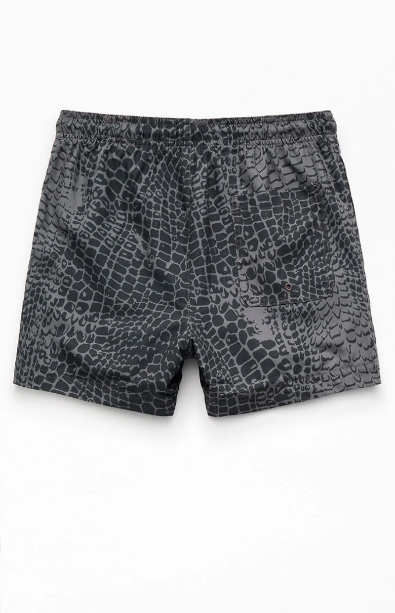Pacsun Black Crocodile 4.5" Swim Trunks