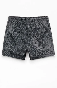 Pacsun Black Crocodile 4.5" Swim Trunks
