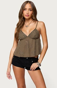 Edikted Raia Beaded Babydoll Top