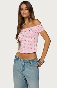 Edikted Mack Studded Off Shoulder Top