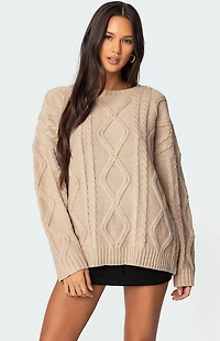 Edikted Kennedy Oversized Cable Knit Sweater