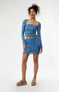 Daisy Street Mesh Off-The-Shoulder Top