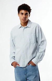 Pacsun Light Blue Striped Oxford Button Down Long Sleeve Shirt