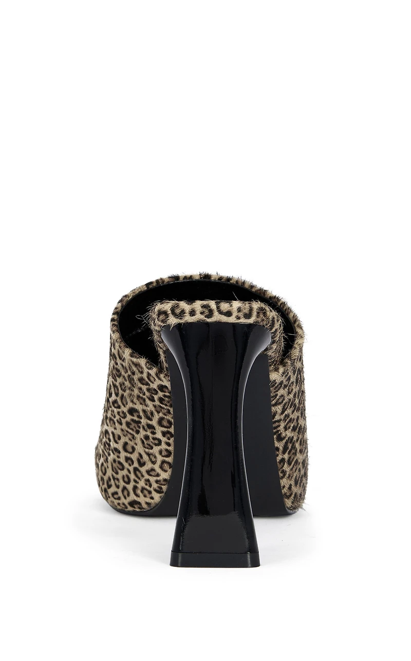 AZALEA WANG Women's Vivara Leopard Calf Hair Heeled Sandals