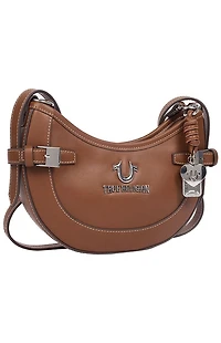 True Religion Brown Blake Smooth Belted Hobo Bag